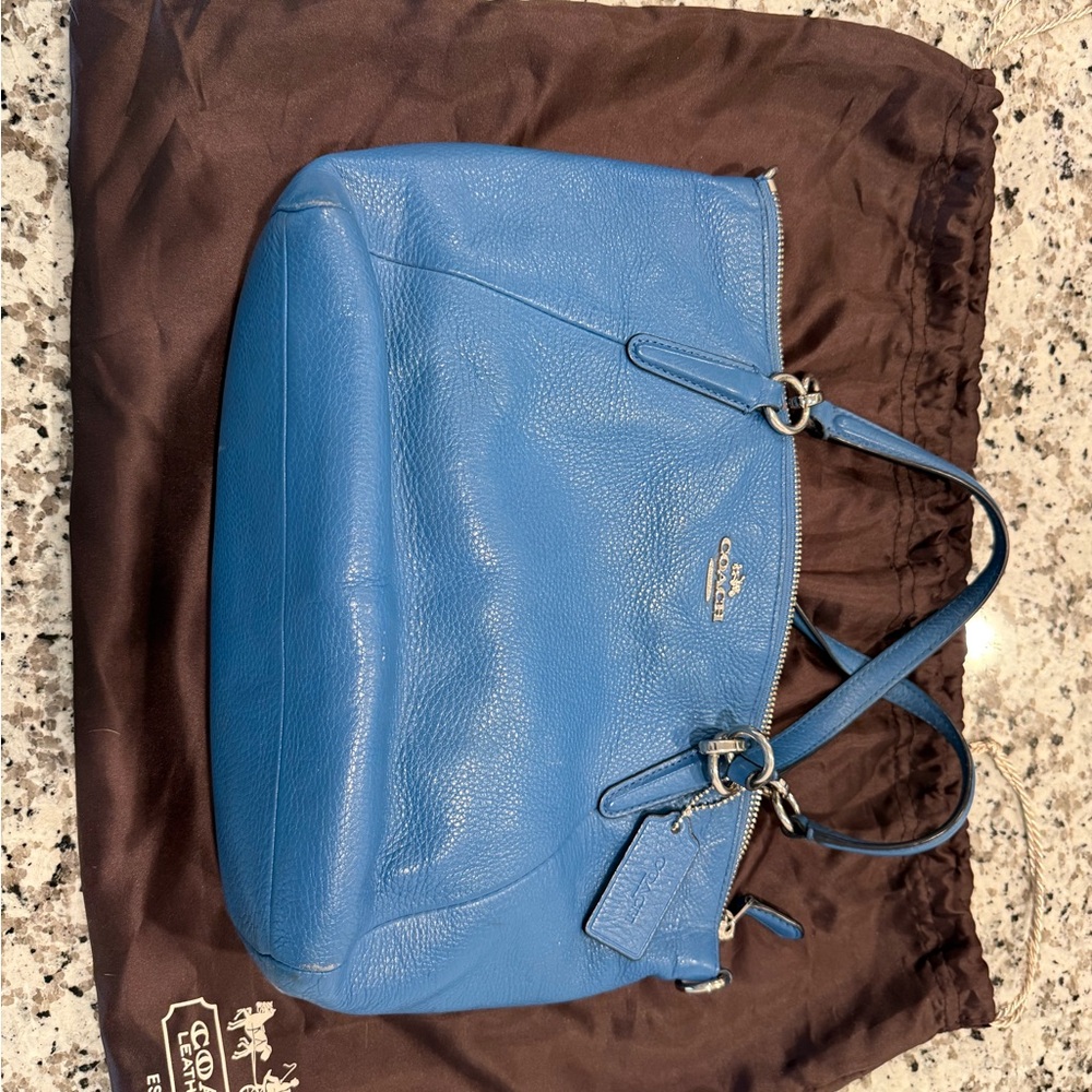 Coach Sky Blue Leather Shoulder Bag